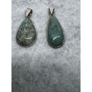 Set of 2 Amazonite Pendants in 925